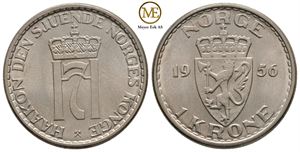 1  krone 1956 Haakon VII. Kv.0