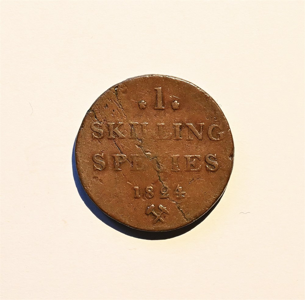 Norge 1 skilling 1824 kv. 1