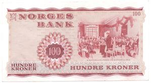 100 kroner 1972 Z.0009854. Erstatningsseddel. 45d. Kv.1+/01