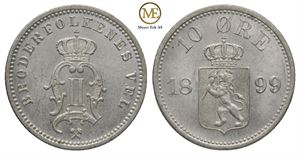 10 øre 1899 Oscar II. Kv.0