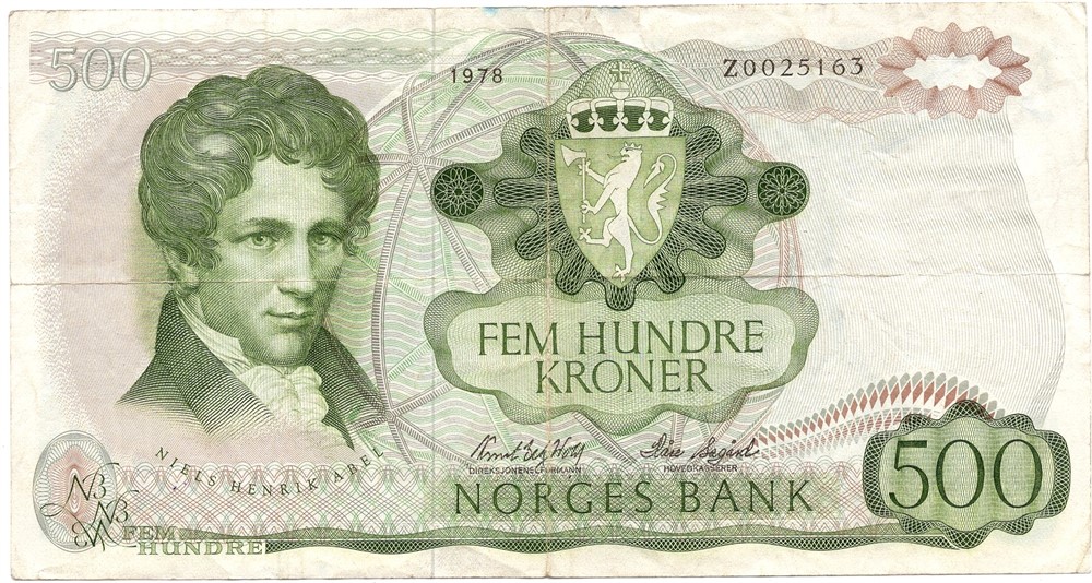 500 kroner 1978 Z.0025163 erstatningsseddel. Kv.1-