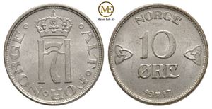 10 øre 1917 Haakon VII. Kv.0