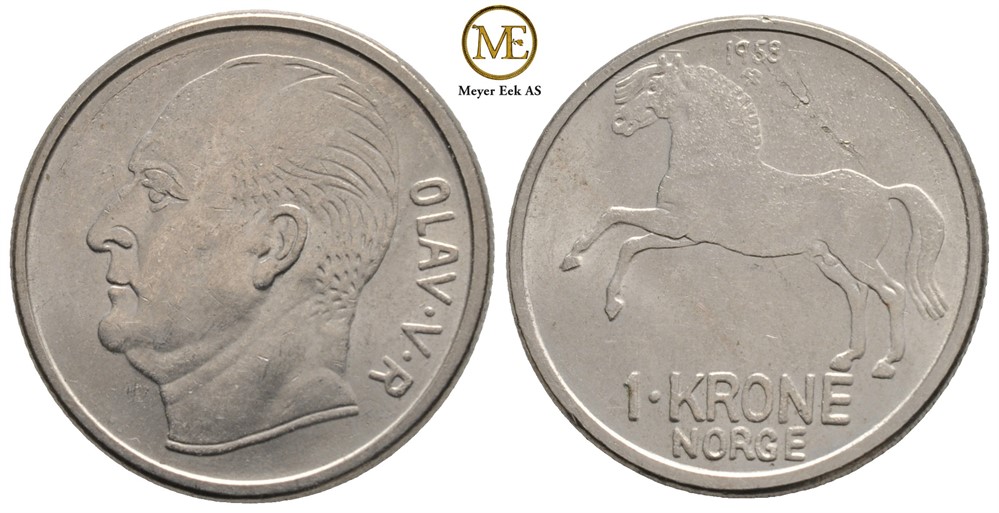 1 krone 1958 Olav V. Kv.01