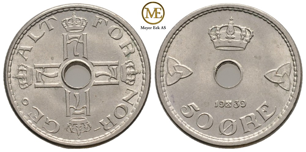 50 øre 1939 Haakon VII. Kv.0
