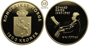 1500 kroner 1993 Edvard Grieg. Proof