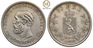 50 øre 1887 Oscar II. Kv.0