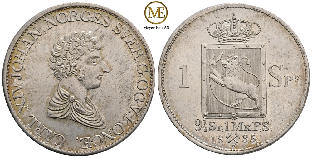 Speciedaler 1835 Carl XIV Johan med Stjerne. NMD.13b. Ex. OMG. Kv.0/01