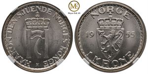 1 krone 1955 Haakon VII. MS.65