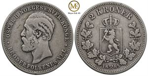 2 kroner 1885 Oscar II. Kv.1