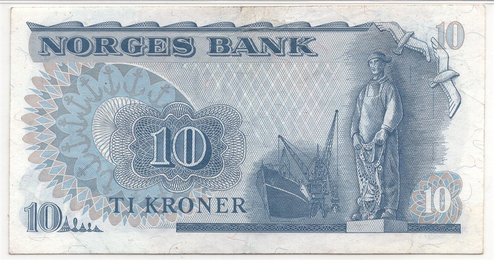 10 kroner 1972 QR. Erstatningsseddel. Gradert til 40 Extremely fine hos PMG. Kv.1+