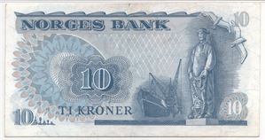 10 kroner 1972 QR. Erstatningsseddel. Gradert til 40 Extremely fine hos PMG. Kv.1+