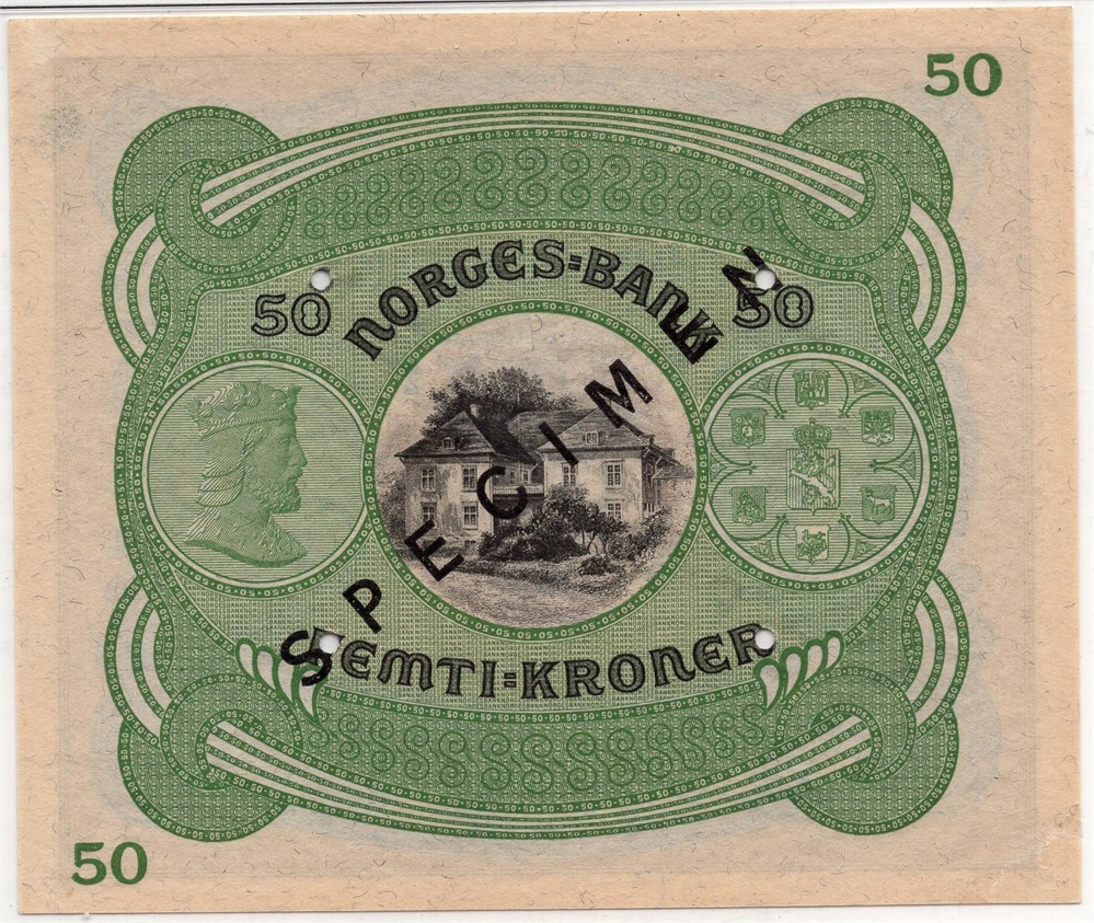 50 kroner 1945 D.1506206 Specimen. Kv.01