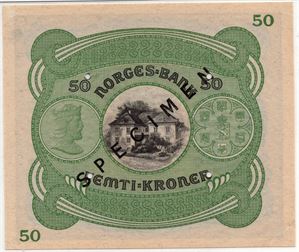 50 kroner 1945 D.1506206 Specimen. Kv.01