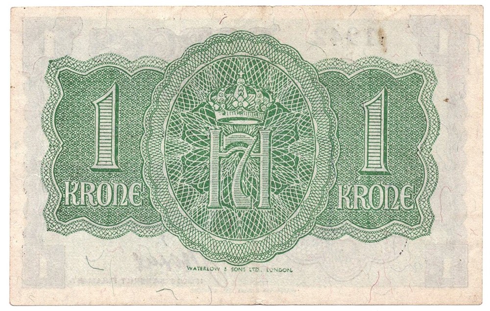 1 krone 1942 A.647504. London Utg. Kv.1+