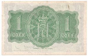 1 krone 1942 A.647504. London Utg. Kv.1+