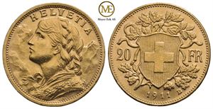 20 francs 1911 Sveits. Kv.0/01