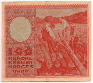 100 kroner 1954 Z. Erstatningsseddel. RR seddel. Kv.1