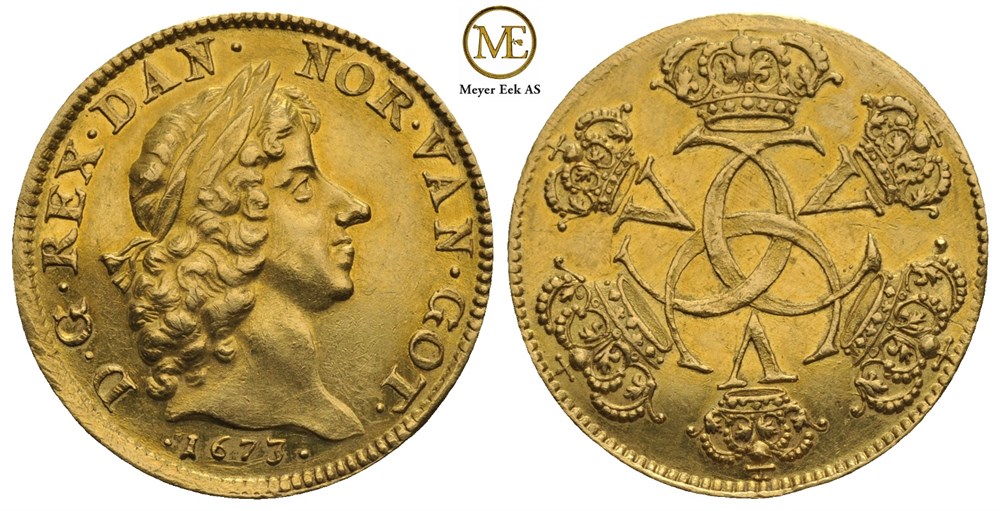 2 dukat 1673 Christian V. Kv.0/01