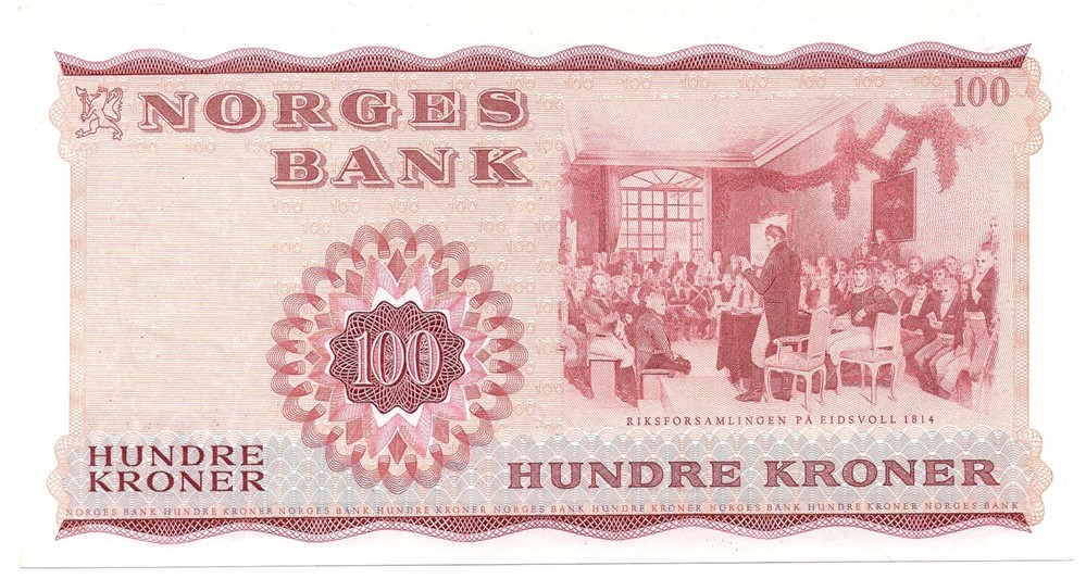 100 kroner 1977 Z.0613011. Erstatningsseddel. 45e. Kv.0