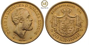 20 kronor 1876 Oscar II. Kv.0/01