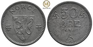 50 øre 1941 Haakon VII. Zink.  Kv.0