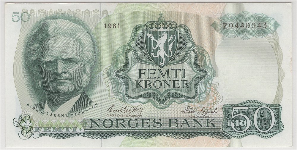 50 kroner 1981 Z.0440543 erstatningsseddel. Kv.01