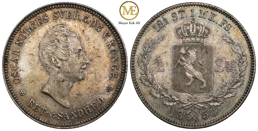 1/2 speciedaler 1850 Oscar I. Kv.0