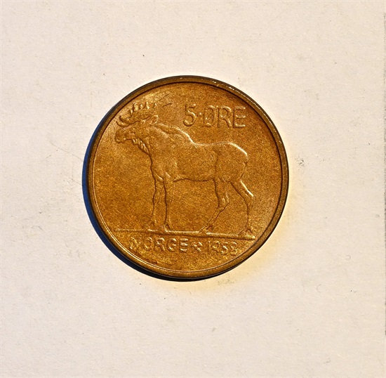 Norge 5 øre 1958 kv. 0