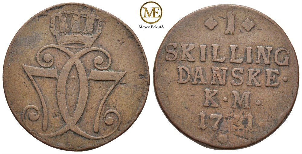 1 skilling 1771 Kongsberg. Variant 41. Kv.1/1+