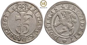 2 mark 1653 Frederik III. Kv.1+