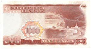 1000 kroner 1975 Z.0013041 erstatningsseddel. Kv.1/1+