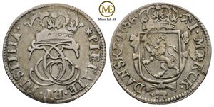 1 mark 1686 Christian V. Kv.1+