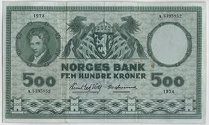 500 kroner 1974 A.5395952. Kv.1