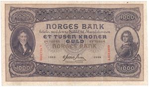 1000 kroner 1939 A.0513999. Kv.1+