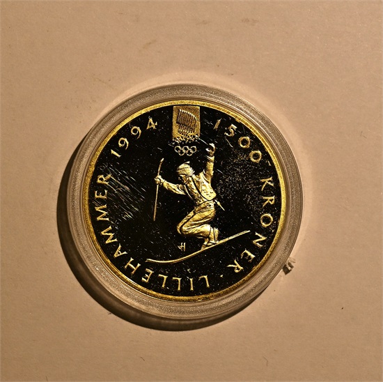 Norge 1500 kroner OL Telemarkkjører 1993 kv. Proof