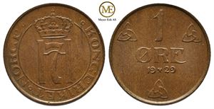 1 øre 1929 Haakon VII. Kv.0