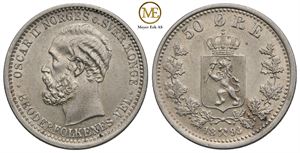 50 øre 1893 Oscar II. Kv.0/01