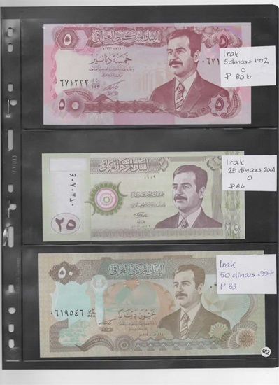 Irak samling 10 sedler 1/4 til 10000 dinars kv. 0