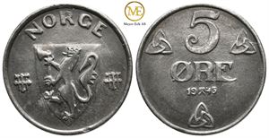 5 øre 1945 Haakon VII. Kv.0/01