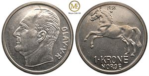 1 krone 1958 Olav V. Kv.0