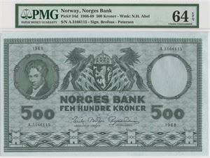 500 kroner 1968 A.3166115. 64 EPQ. Kv.0