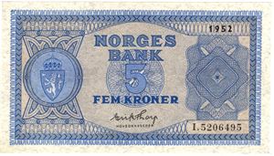 5 kroner 1952 I.5206495. Kv.0