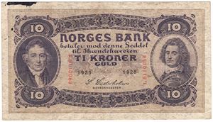 10 kroner 1925 L.5110056. Kv.1