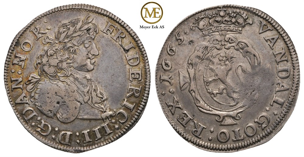 1/8 speciedaler 1665 Frederik III. Kv.1+