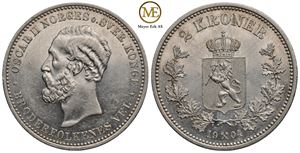 2 kroner 1904 Oscar II. Kv.0/01