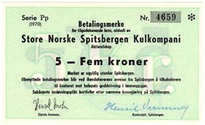 5 kroner 1970 Pp. SNSK.Spitsbergen Kv.0/01