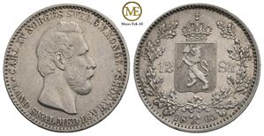 12 skilling 1865 Carl XV. Kv.1+/01