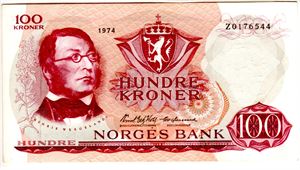 100 kroner 1974 Z 0-million erstatning Ex.Skanfil 2014 Kv. 1+/01