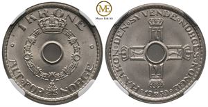 1 krone 1939 Haakon VII. MS66. Praktfull mynt