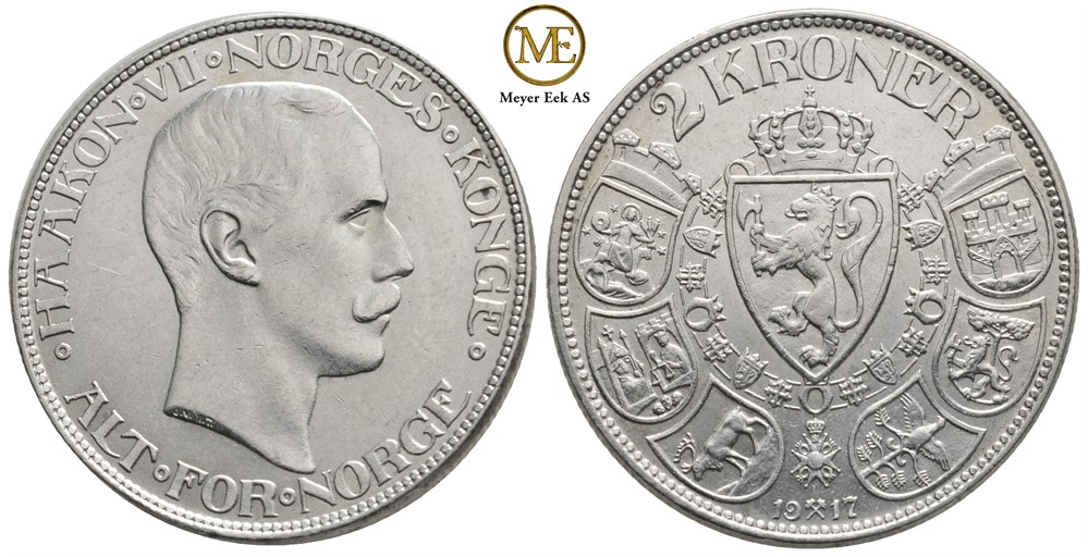 2 kroner 1917 Haakon VII. Kv.0/01